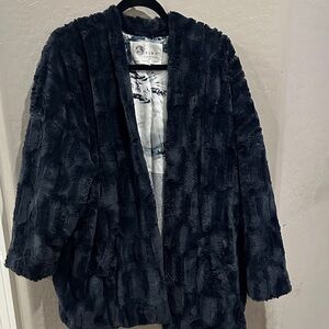 Anthropologie Navy Teddy Jacket